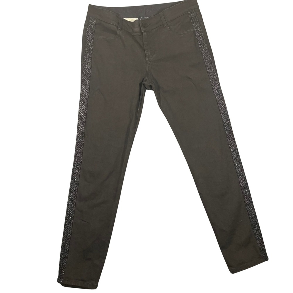 Stella McCartney Womens Skinny Jeans Size‎ 31 Metallic Braided Stripe Black